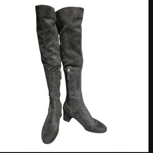 Zara's Heeled Elegant Black Faux Suede Over-the-Knee Boots